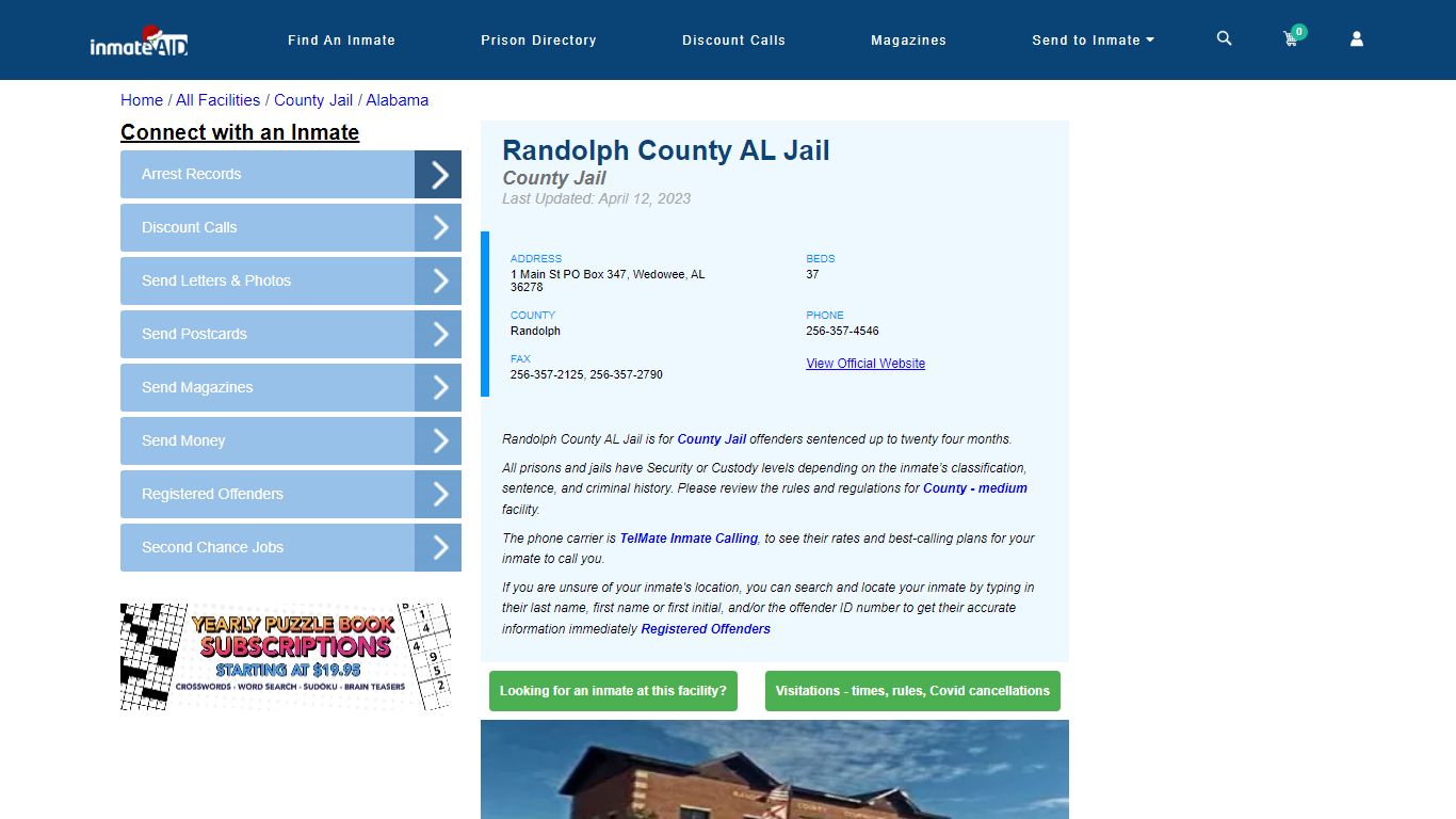 Randolph County AL Jail - Inmate Locator - Wedowee, AL